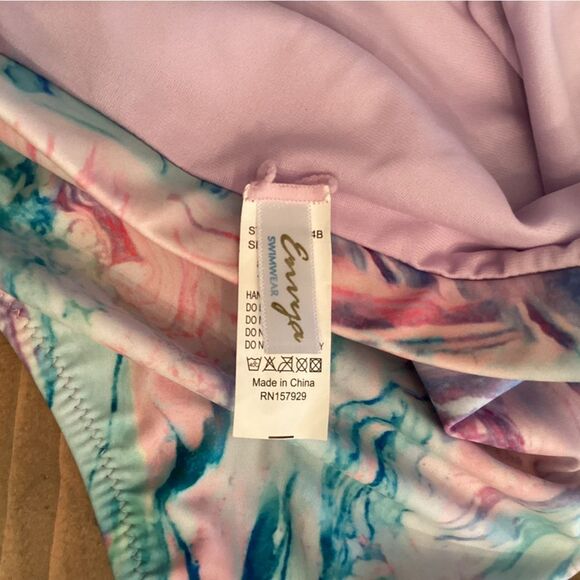 ENVYA SIZE LARGE MARBLE 2 PIECE BIKINI HIGH WAISTED TANK - Picture 5 of 7